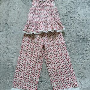 Zara Cream and Pink Floral Smocked Pajama Set